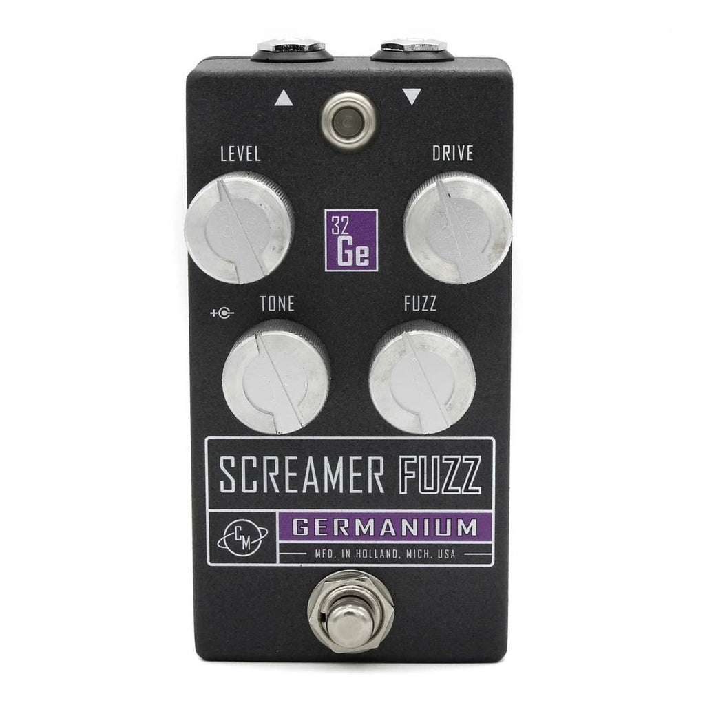 Cusack Music Screamer Fuzz Germanium Effects Pedal showcasing a compact, vintage-style effects pedal with input and control knobs.