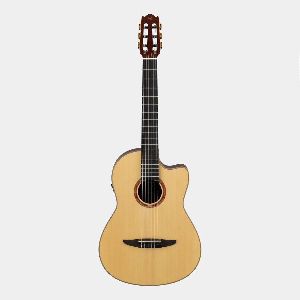 Yamaha NCX3 nylon acoustic classical guitar with pickup in natural finish, showcasing the body and neck details.
