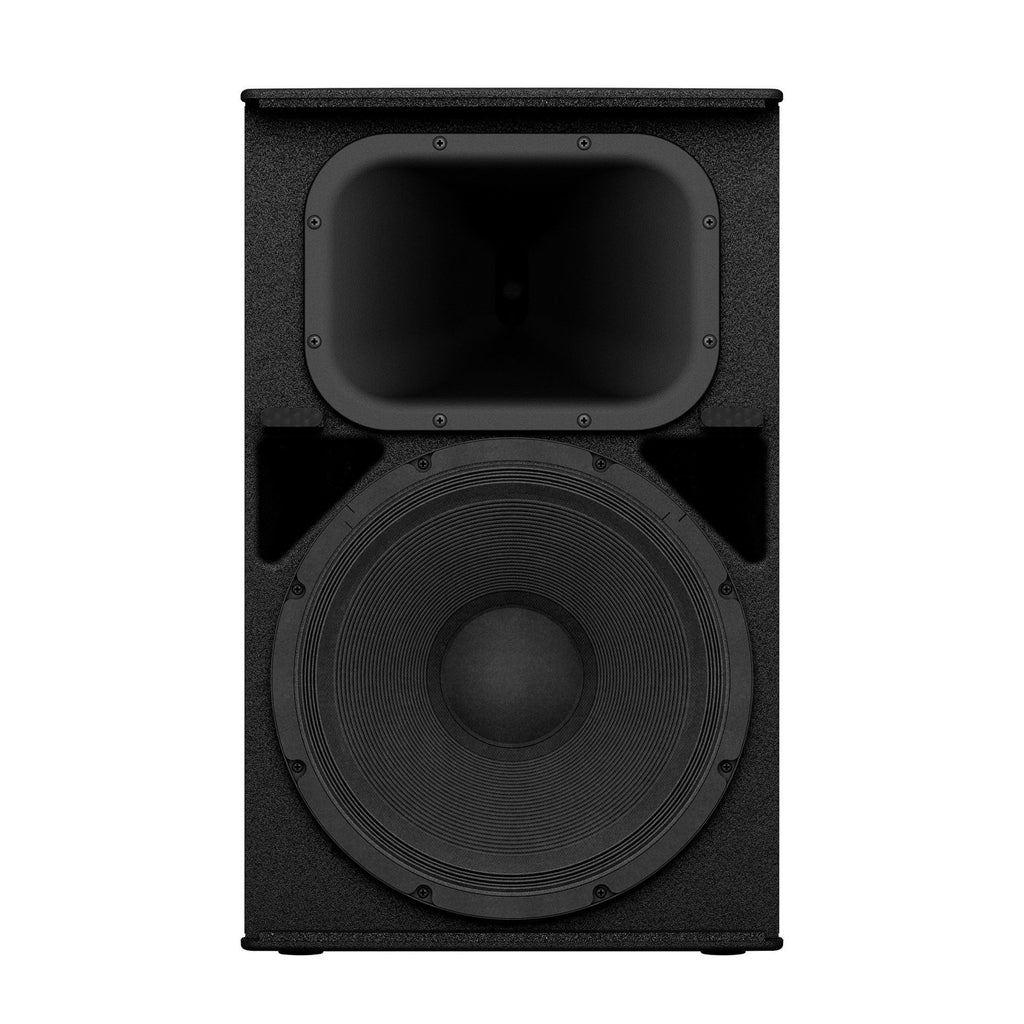 Yamaha DHR15 powered loudspeaker with black enclosure and control panel, designed for professional audio sound reinforcement.