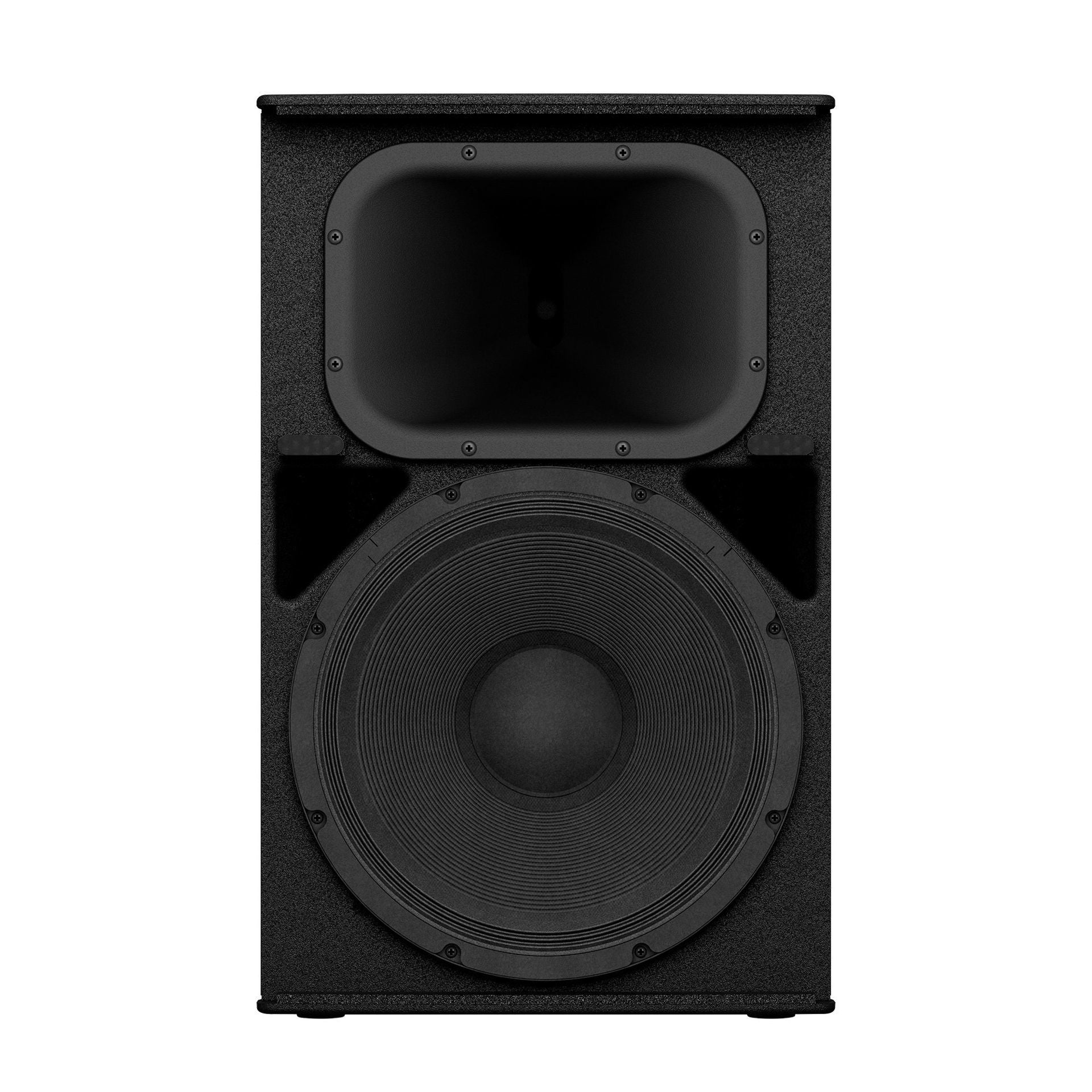 Yamaha DHR15 powered loudspeaker with black enclosure and control panel, designed for professional audio sound reinforcement.