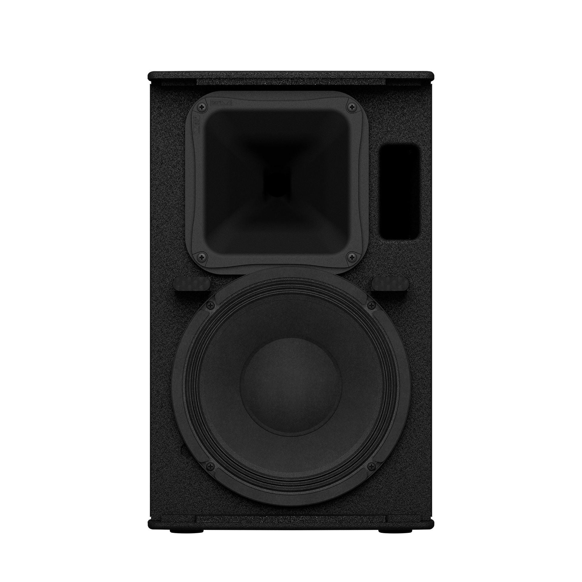 Yamaha DHR10 powered loudspeaker with rugged black enclosure and control panel, designed for professional audio applications.
