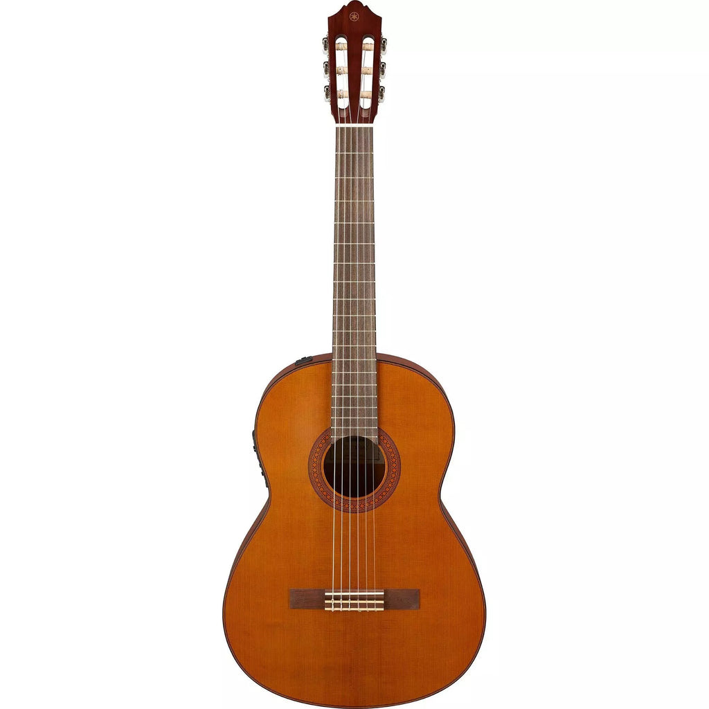 Yamaha CGX122M acoustic-electric classical guitar with cedar top, nylon strings, and natural wood finish.