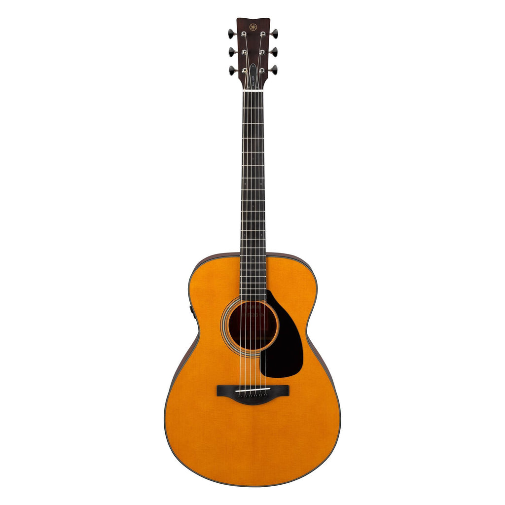 Yamaha FSX3 Red Label concert size acoustic guitar in vintage natural finish, showing the body and fretboard details.