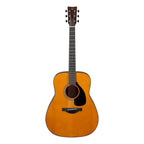 Yamaha FG3 Red Label dreadnought acoustic guitar in vintage natural wood finish, showcasing its classic body shape and detailed craftsmanship.