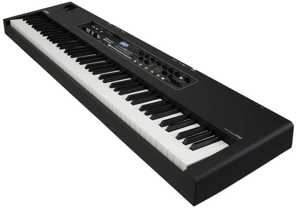 Yamaha CK88 88-key stage keyboard with built-in speakers and Bluetooth connectivity, designed for live performances and music production.