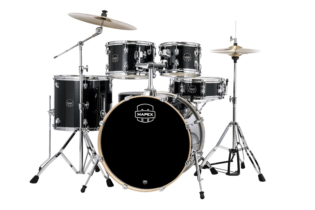Mapex Venus 5pce 22 Drum Kit w/ Hardware & Cymbals - Black Galaxy Sparkle
