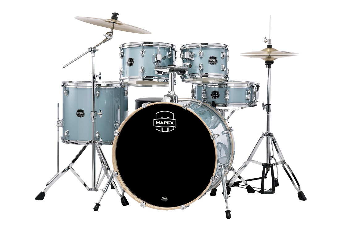 Mapex Venus 5pce 22 Drum Kit w/ Hardware & Cymbals - Aqua Blue Sparkle
