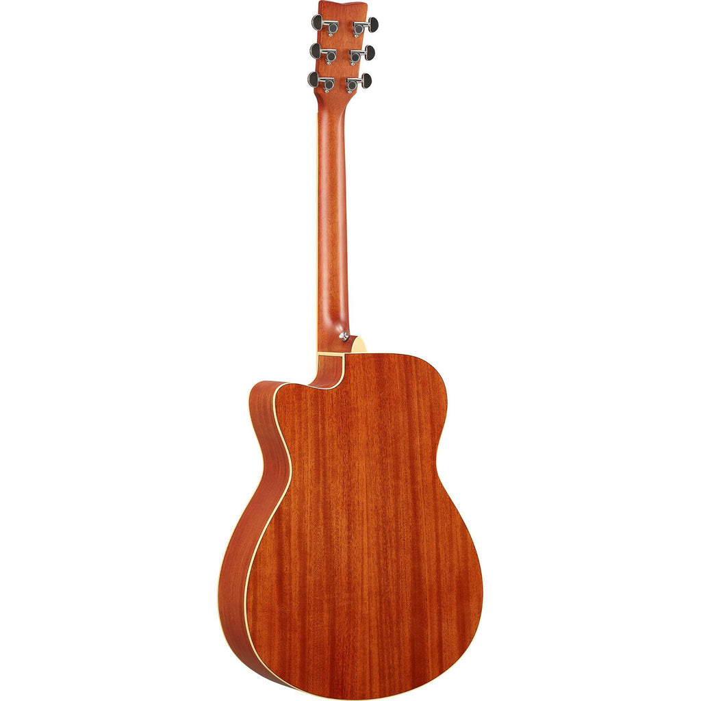 Yamaha FSC-TA concert style cutaway acoustic guitar with vintage tint finish, showcasing its body and neck details.