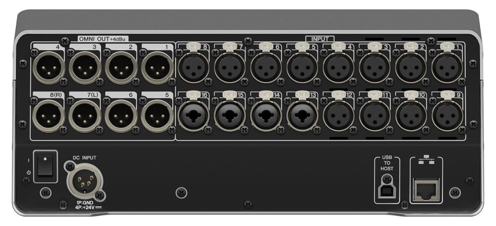 Yamaha DM3S digital mixing console with 22 channels, compact design, and multiple input and control options.