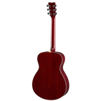 Yamaha FS820 concert acoustic guitar in ruby red with a natural wood finish, showing the body and fretboard details.