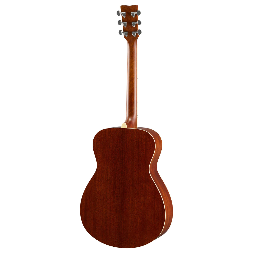 Yamaha FS820 concert acoustic guitar in autumn burst finish with a wooden body and steel strings, showcasing the guitar's front view.