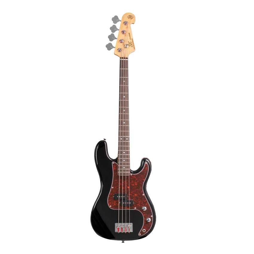 SX Essex Short Scale 3/4 4-String Bass Guitar in Black