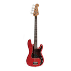SX Essex Short Scale 3/4 4-String  Bass Guitar in Fiesta Red
