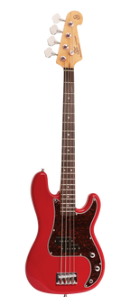 SX Essex Short Scale 3/4 4-String  Bass Guitar in Fiesta Red