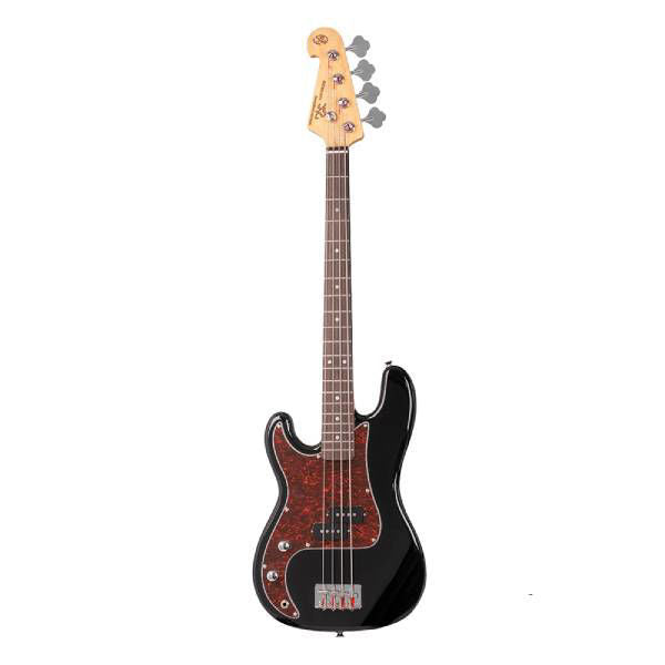 SX Essex Short Scale 3/4 4-String Left-Handed Bass Guitar in Black