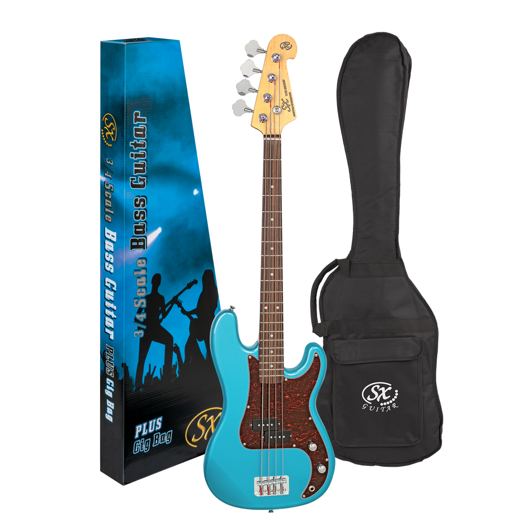 SX VEP34LPB 3/4 Size Electric Bass Guitar - Lake Placid Blue