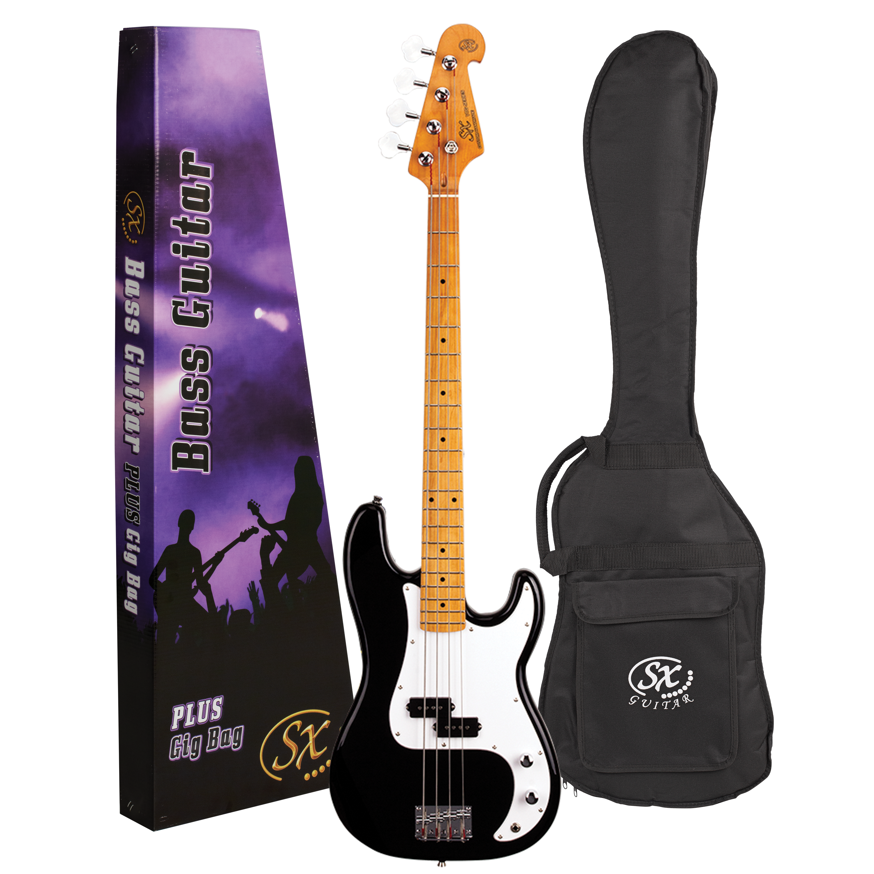 SX VEP57B Electric P Bass Guitar - Black