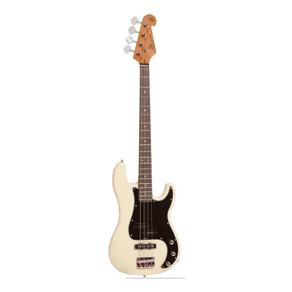 SX Essex PJ 4-String Bass Guitar Pack in Vintage White
