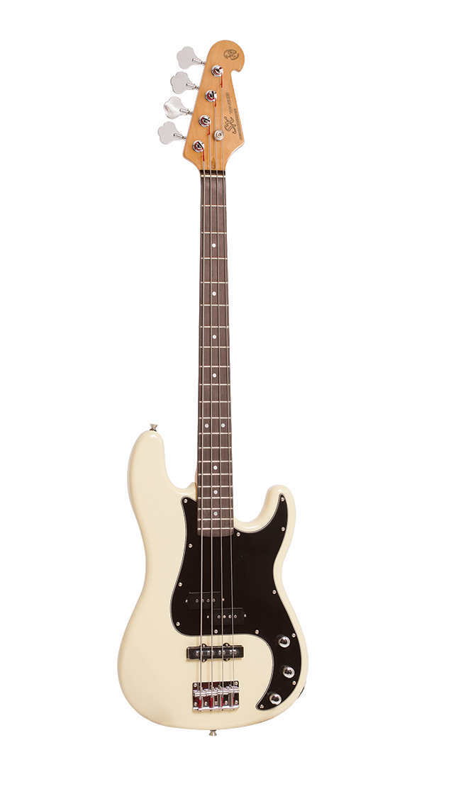 SX Essex PJ 4-String Bass Guitar Pack in Vintage White
