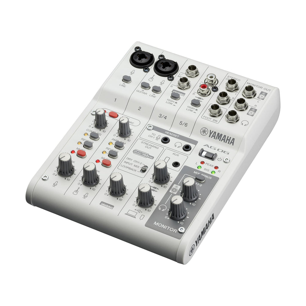 Yamaha AG06MK2 6 Channel Live Streaming Mixer with USB Interface - White