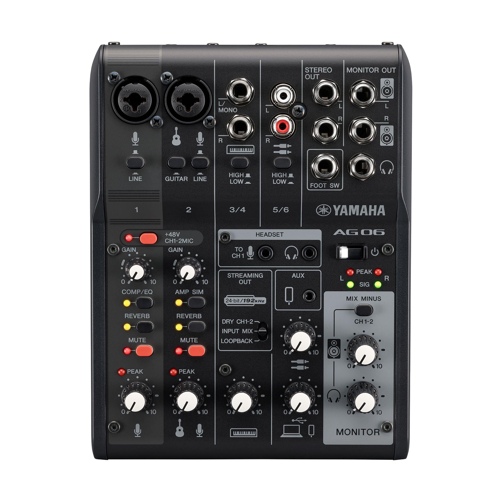Yamaha AG06MK2 6 Channel Live Streaming Mixer with USB Interface - Black