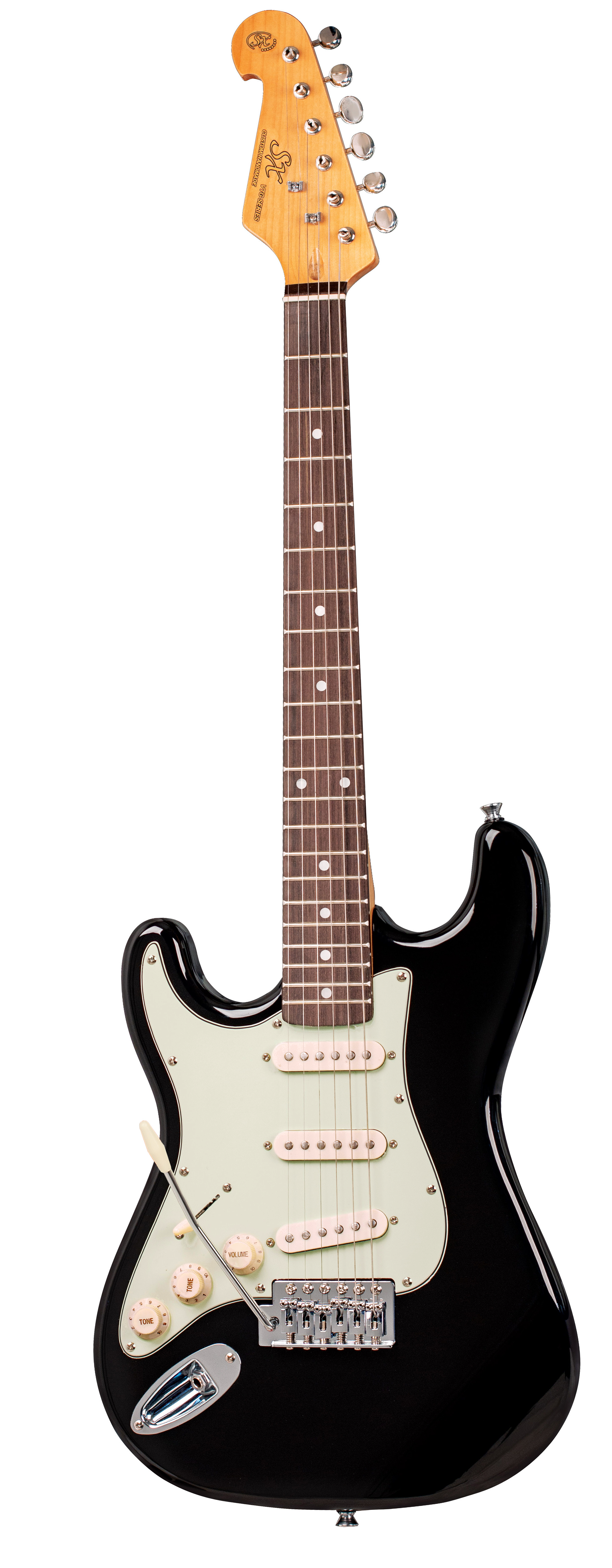 SX VES34LHB 3/4 Size Left-Handed Electric Guitar - Black