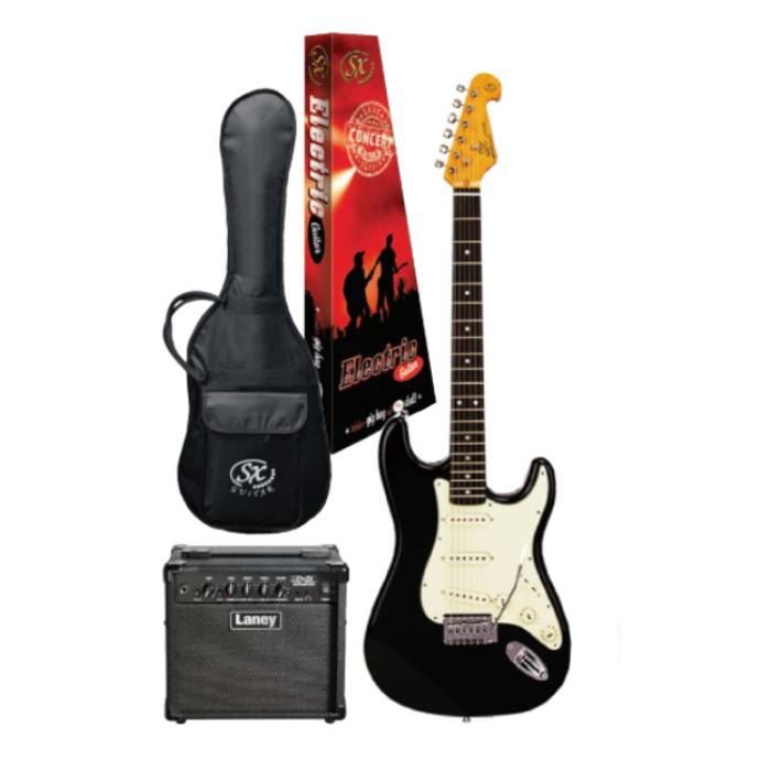 SX Essex & Laney Electric Guitar Pack in Black (VES62B Electric Guitar & Laney Amp)