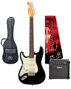 SX Essex & Laney Left-Handed Electric Guitar Pack in Black (VES62LHB Electric Guitar & Laney Amp)