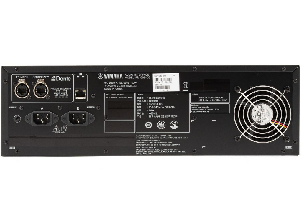 Yamaha Rio1608-D3 16-input/8-output Dante Stage Box