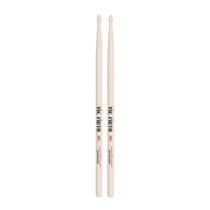 Vic Firth American Classic 5B PureGrit Wood Tip Drumsticks -- No Finish, Abrasive Wood Texture