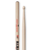 Vic Firth American Classic 8D wood tip drumsticks, standard size percussion sticks for drummers, displayed on a plain background.