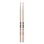 Vic Firth American Heritage 5B wood tip drumsticks shown, designed for versatile drumming and precise control.