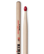 Vic Firth American Classic nylon tip metal drumsticks shown, designed for durability and balanced sound in percussion playing.