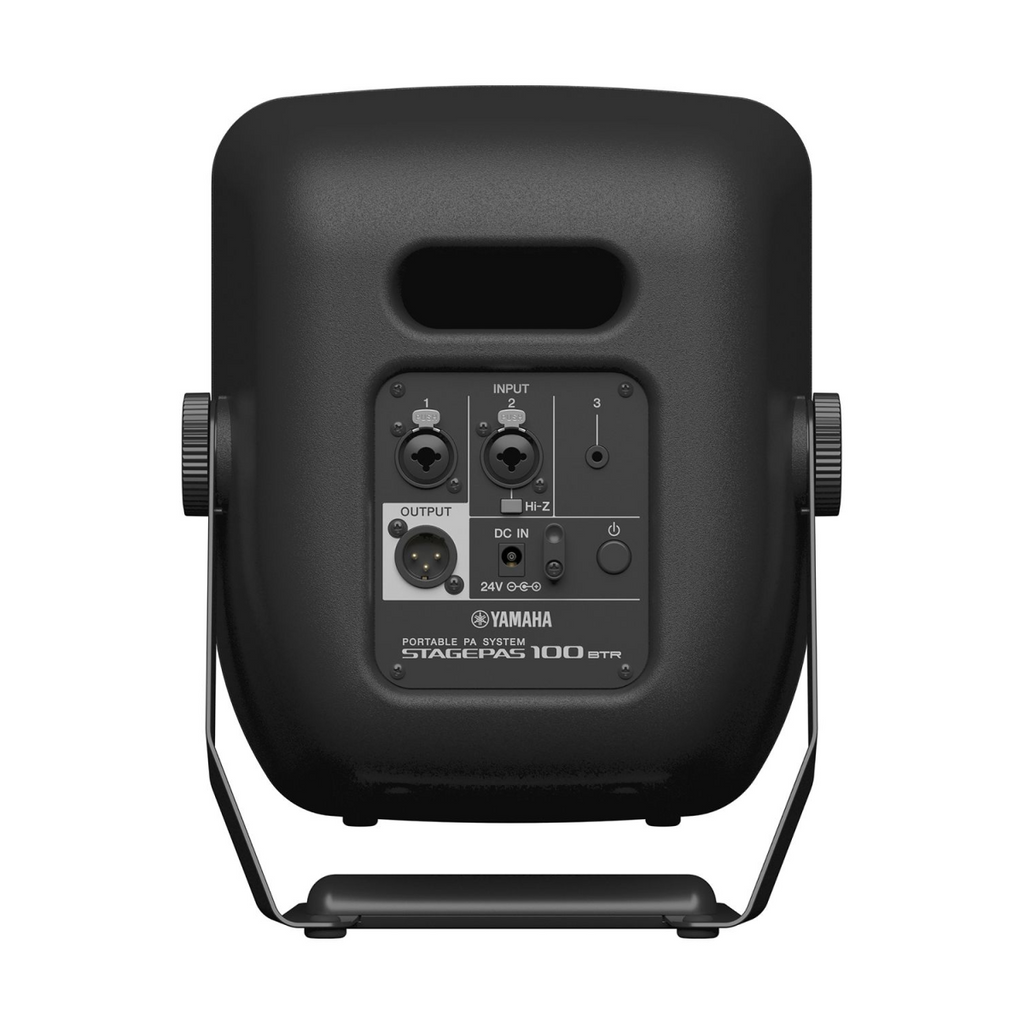Yamaha STAGEPAS 100BTR portable powered PA speakers set with multiple input controls and compact design for live sound.