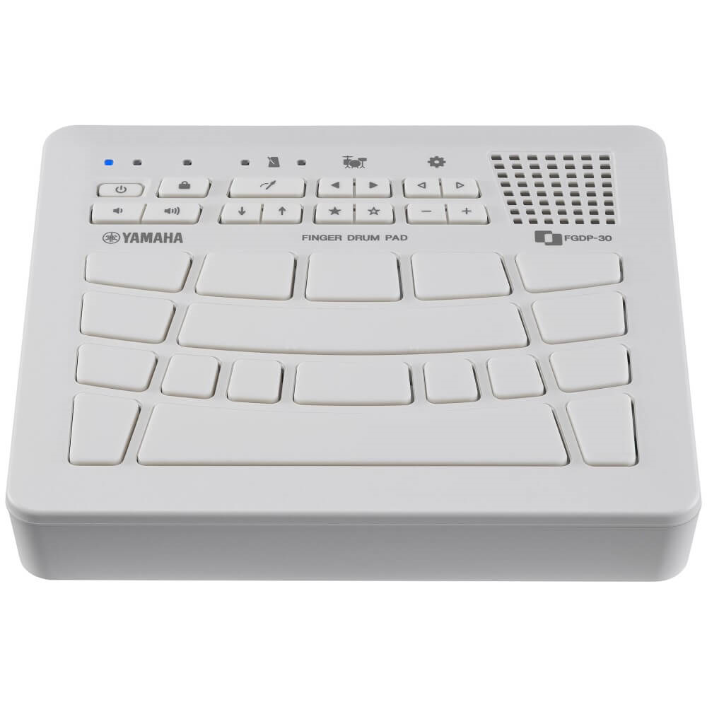 Yamaha FGDP-30 rechargeable finger drum pad with built-in speaker, featuring a compact design and responsive pads.