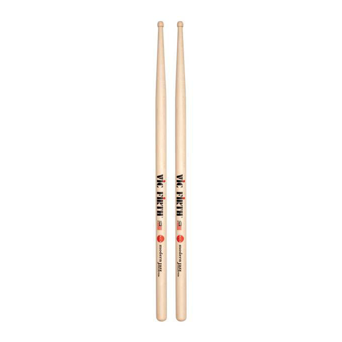 Vic Firth Modern Jazz Collection 4 wood tip drumsticks, standard size, with natural wood finish and Vic Firth branding.