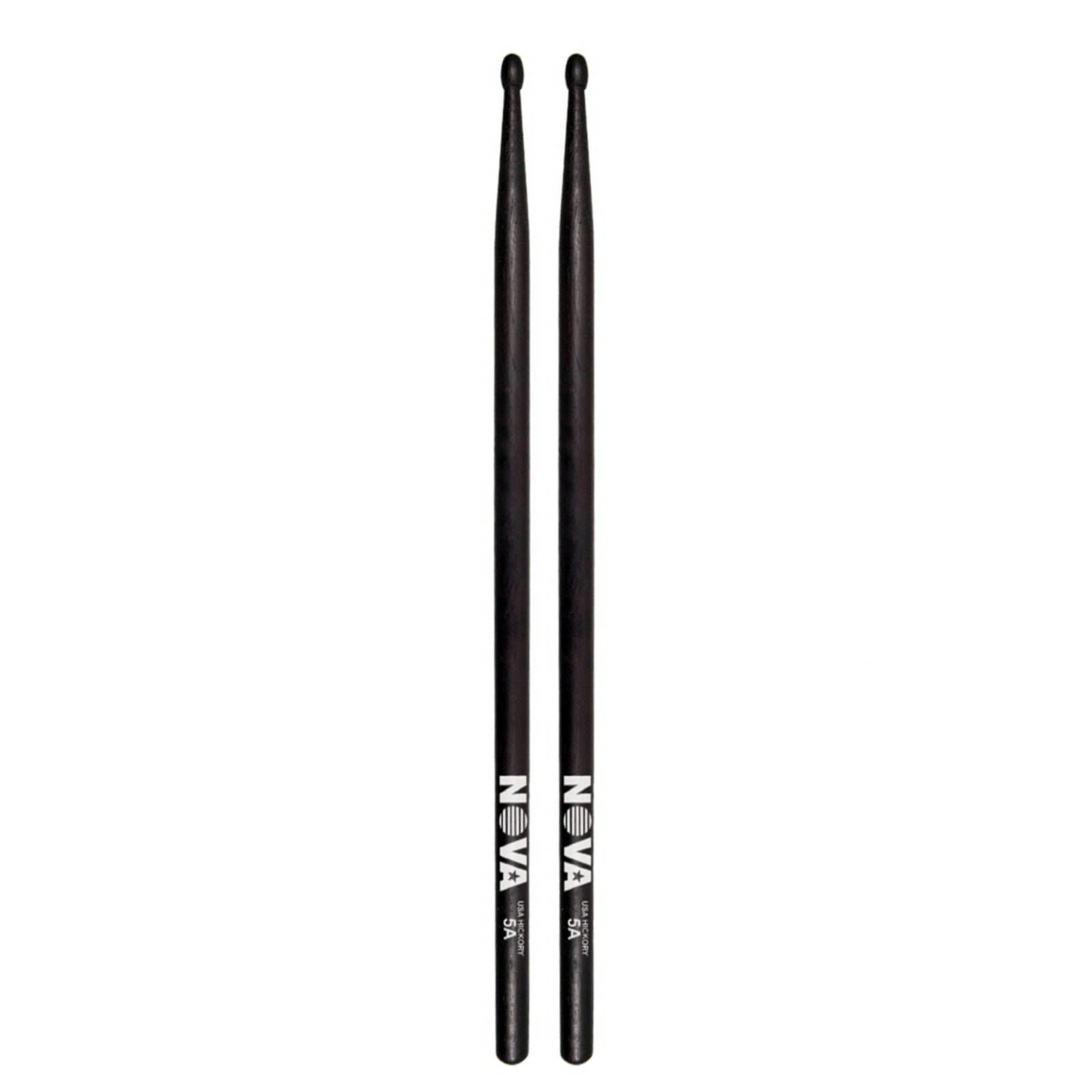 Vic Firth 5A black wood tip drumsticks with NOVA imprint, designed for percussionists and drummers.