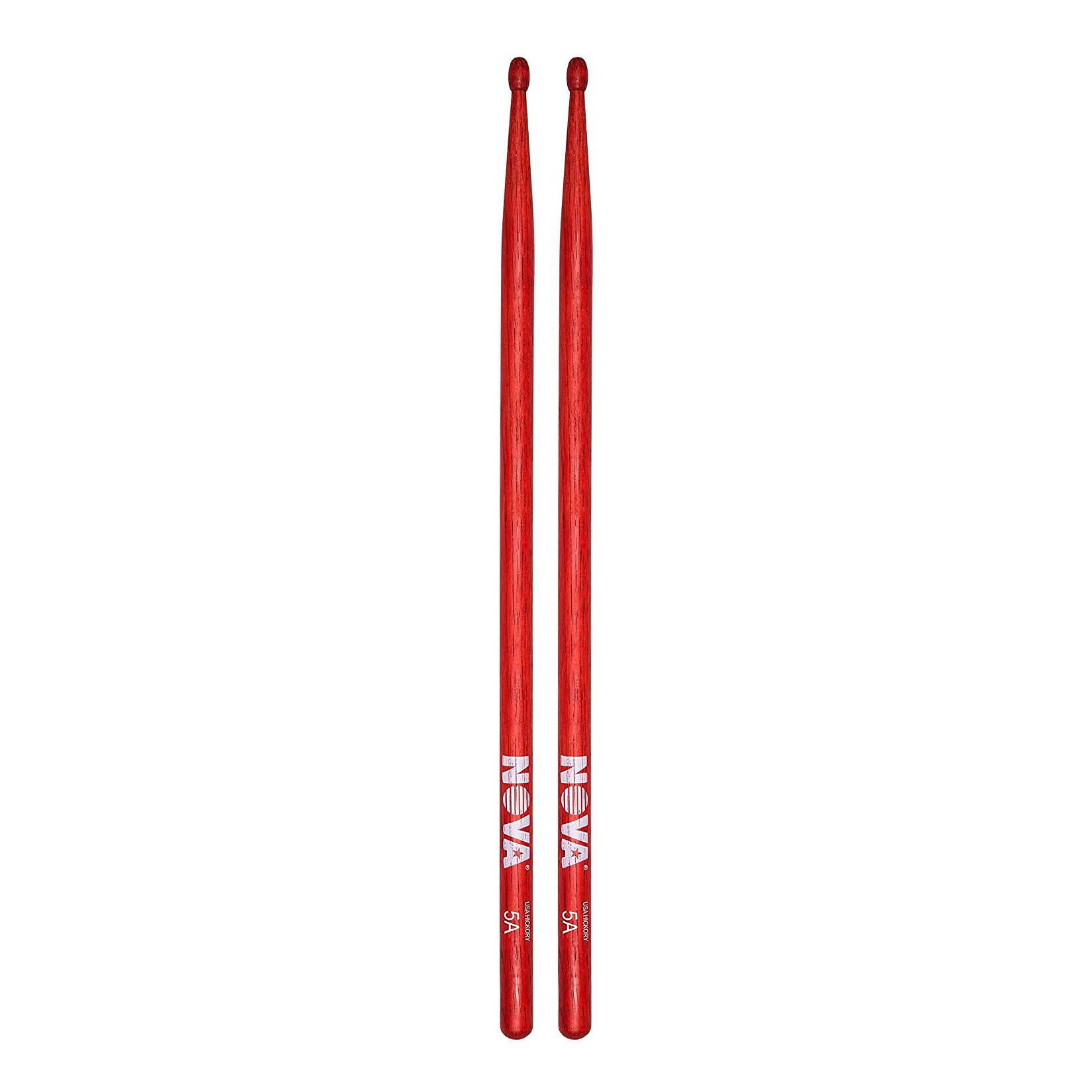 Vic Firth 5A in Red with NOVA imprint - Wood Tip Drumsticks