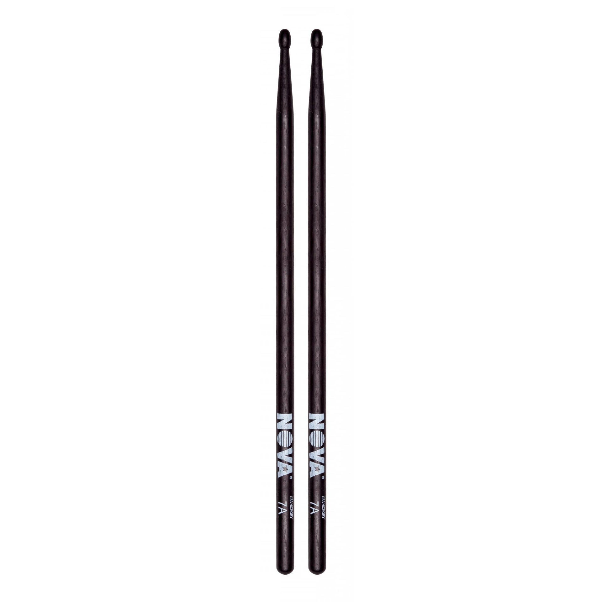 Vic Firth 7A in Black with NOVA imprint - Wood Tip Drumsticks