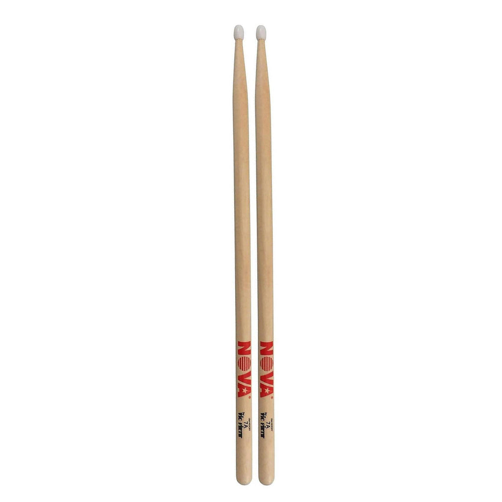 Vic Firth 7AN nylon tip drumsticks with NOVA imprint, designed for durability and precise sound for drummers.