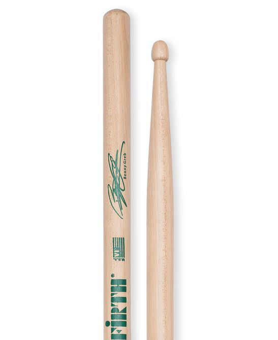 Vic Firth Benny Greb signature wood tip drumsticks, featuring natural wood finish and ergonomic design for drummers.