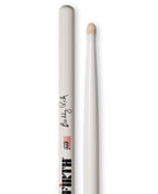 Vic Firth Signature Series Buddy Rich drumsticks displayed on a wooden surface.