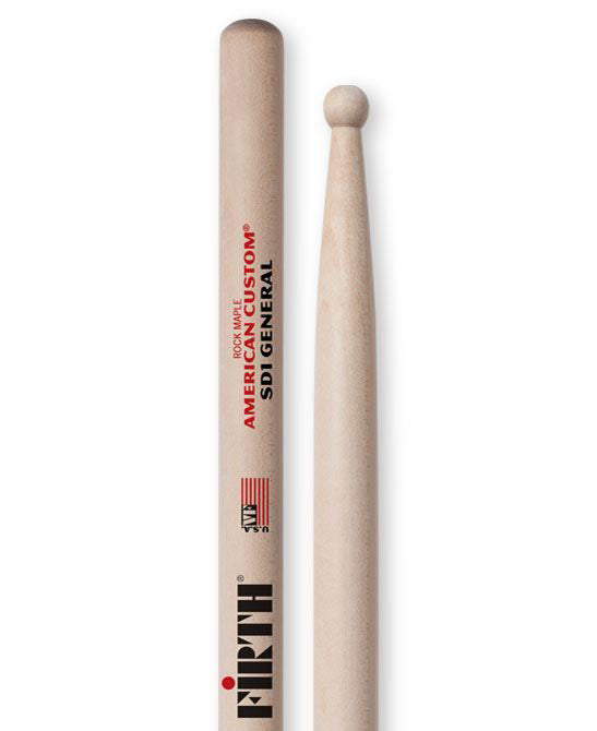 Vic Firth American Custom SD1 maple drumsticks with wood tips, designed for versatile drumming performance.