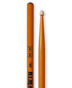 Vic Firth Dave Weckl Evolution Signature Wood Tip Drumsticks, showing their polished wooden tips and sturdy design.