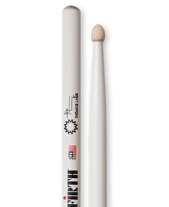 Vic Firth Thomas Lang Signature wood tip drumsticks for drumming, showcased on a neutral background.