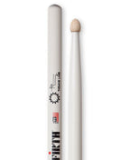 Vic Firth Thomas Lang Signature wood tip drumsticks for drumming, showcased on a neutral background.
