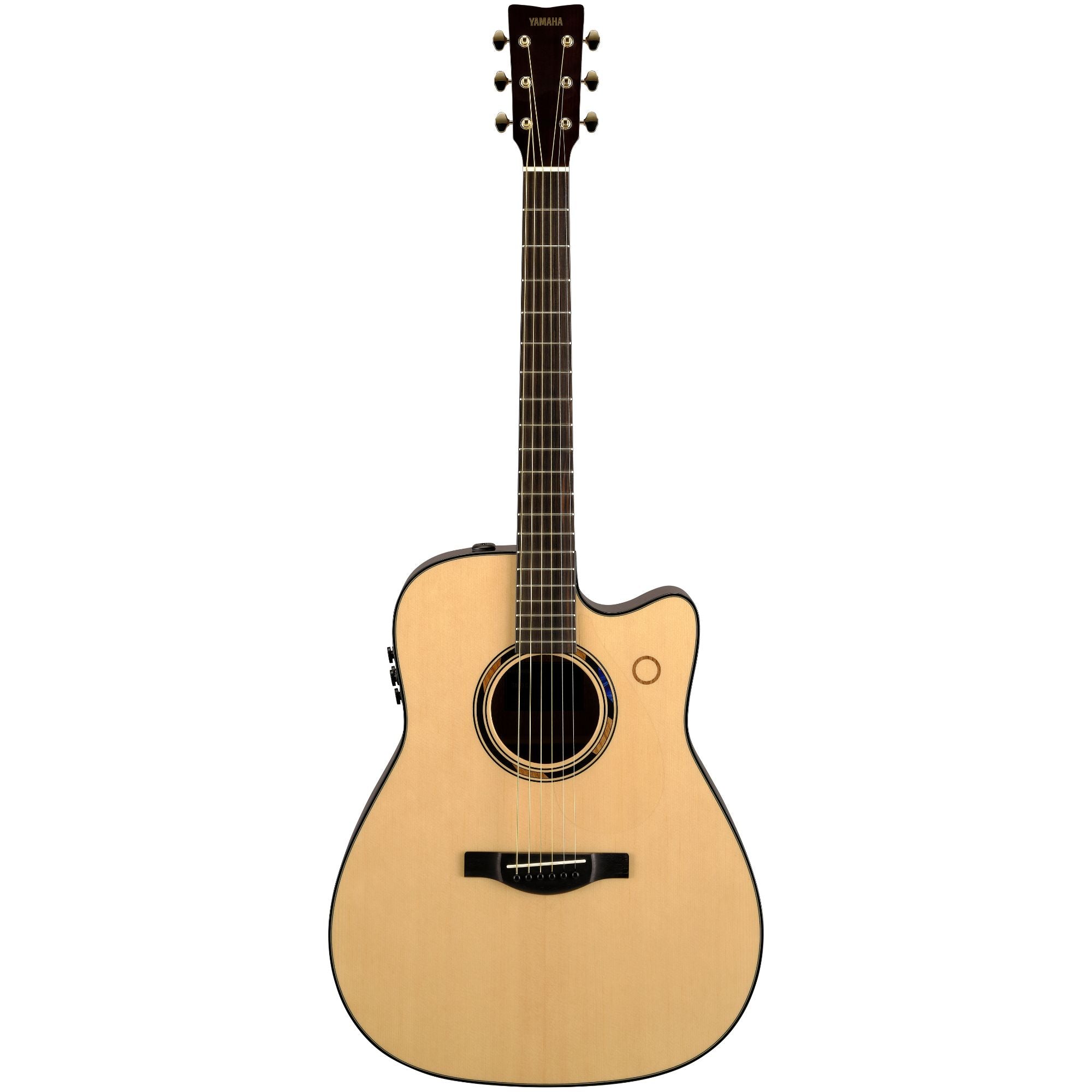 Yamaha TAG3 C Transacoustic acoustic guitar in natural wood finish, showcasing the body and neck details.