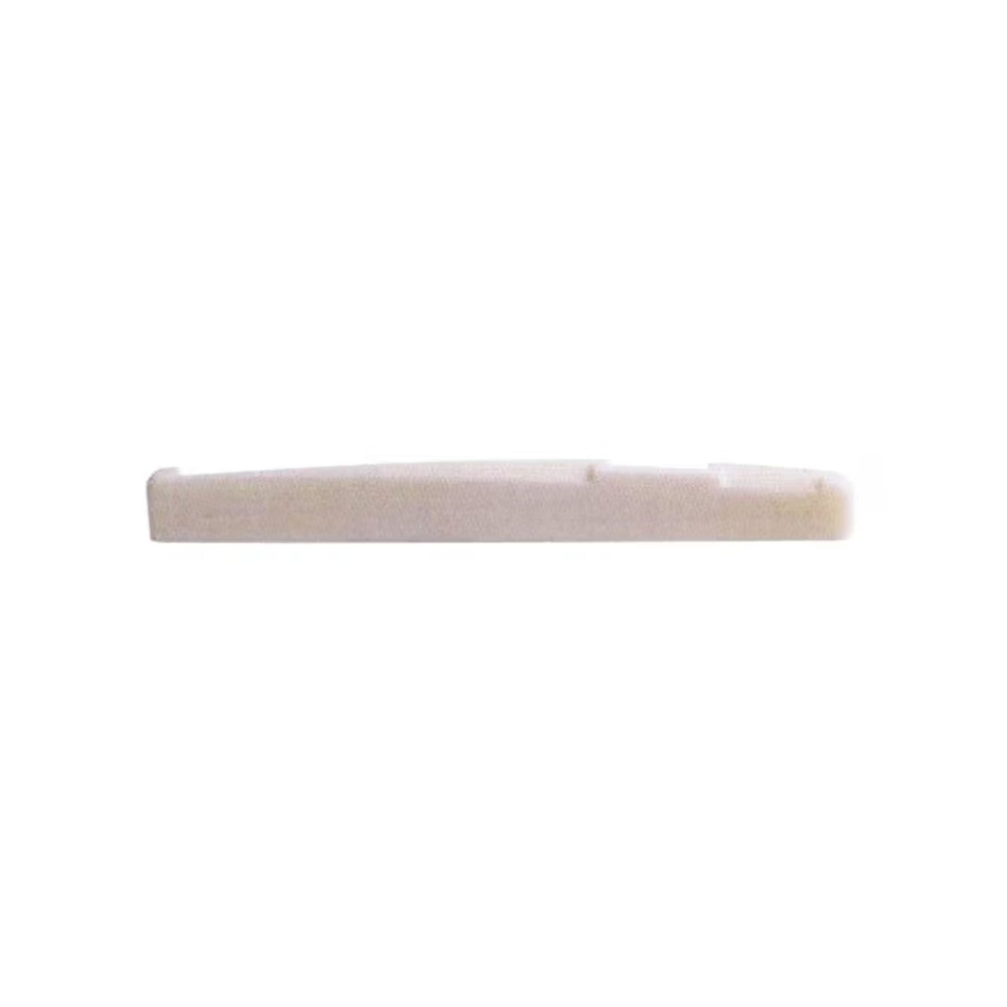 Dr. Parts Bone Compensated Acoustic Guitar Saddle showing smooth bone material and precise fit for guitar setup.