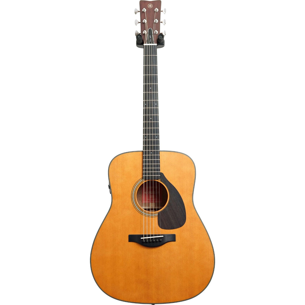 Yamaha Red Label FGX5 acoustic guitar in vintage natural gloss with a glossy finish and steel strings, showing the full body and neck.