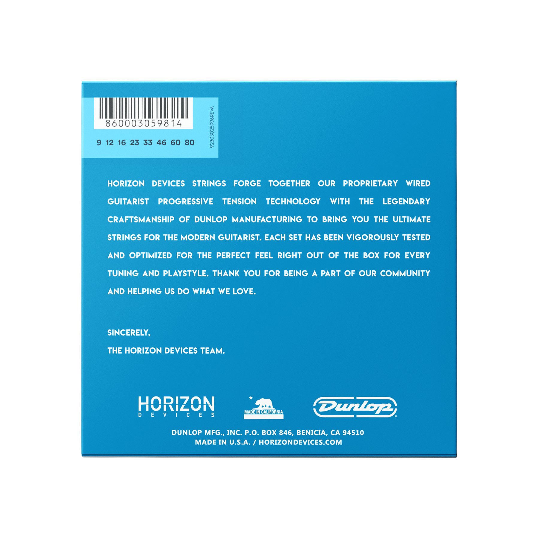 Horizon Devices VHDSTD8 9 - 80 Standard 8-String Progressive Tension Electric Guitar Strings